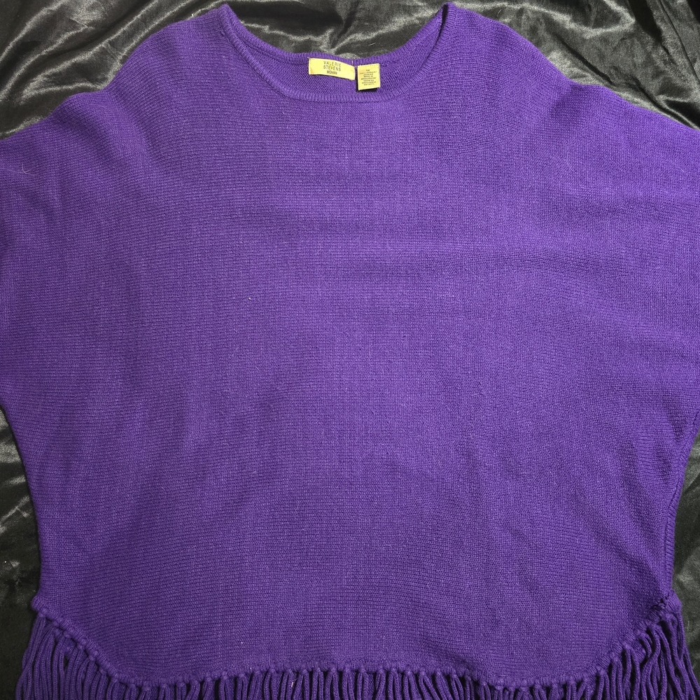 Valerie Stevens Purple Shrug with Fringe Detail